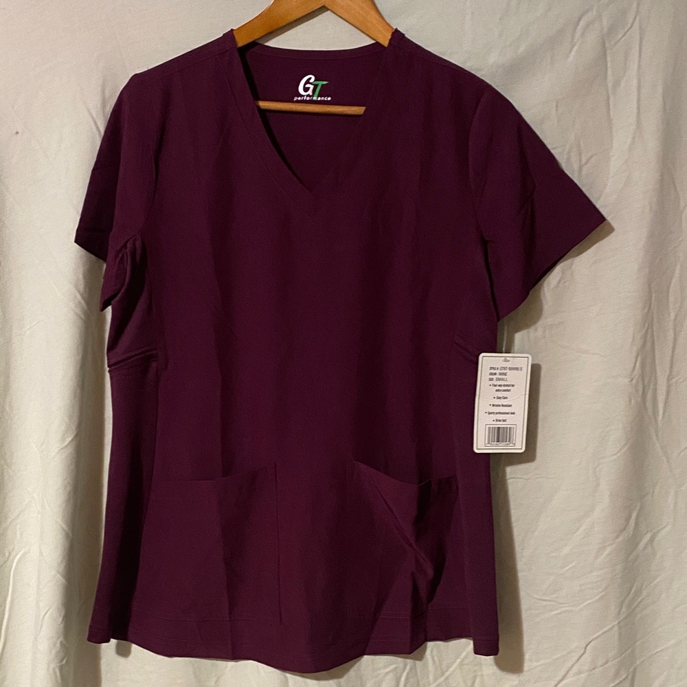 GT Jogger Wine Colored Scrub Top and Pants - Picture 5 of 9